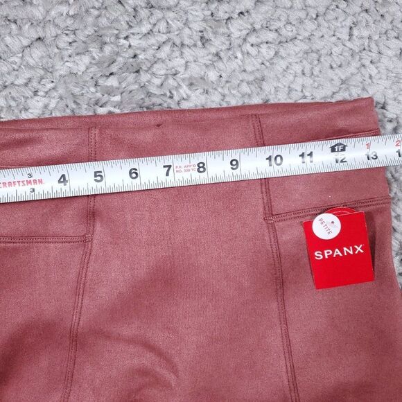 READ Spanx Faux Suede Leggings Rich Rose Pink Size Small Petite Pull On - Picture 9 of 12